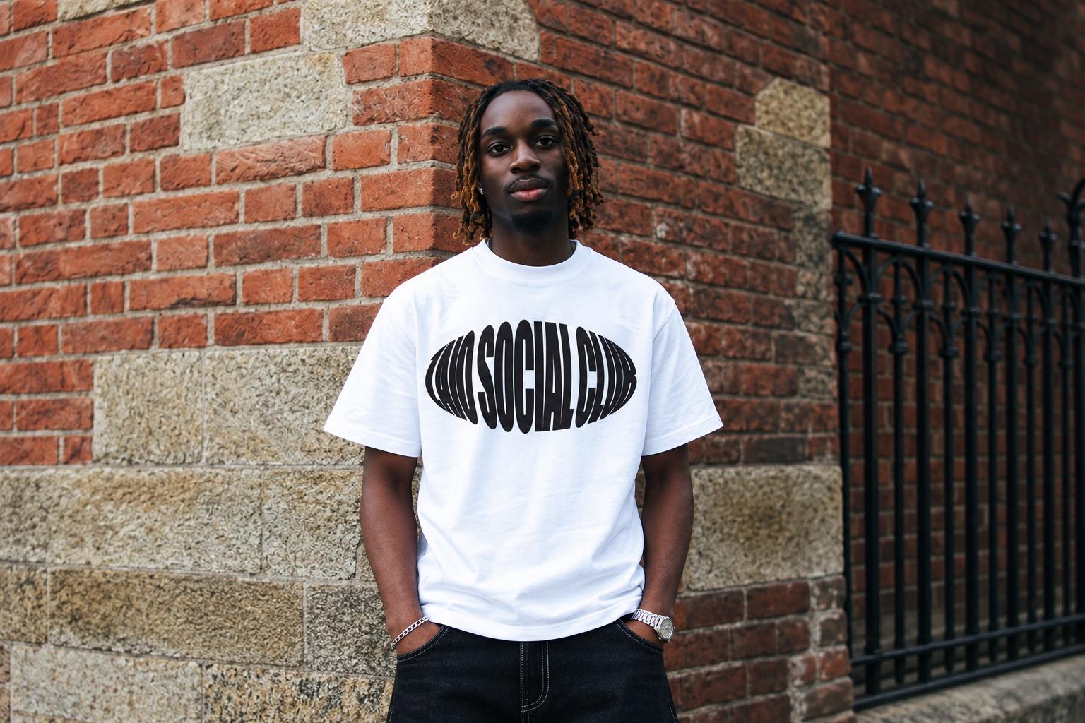 Social Club tee in Soft white